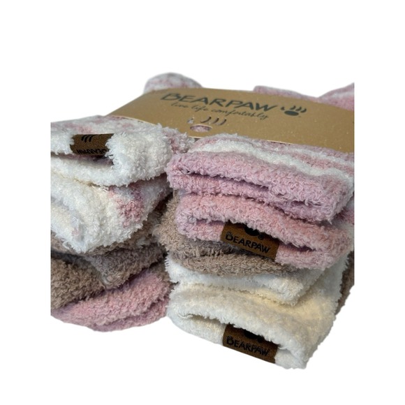 BEARPAW Women's Size 9-11 Super Soft Cozy Crew Socks Pink Multicolor 4 Pair - Picture 4 of 4